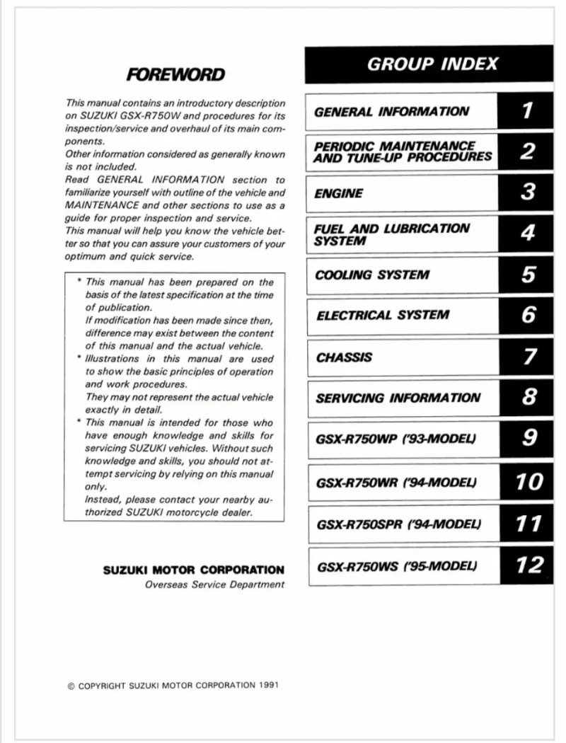 Manual de Taller Suzuki Gsxr 750w 1993-1995 - Imagen 2