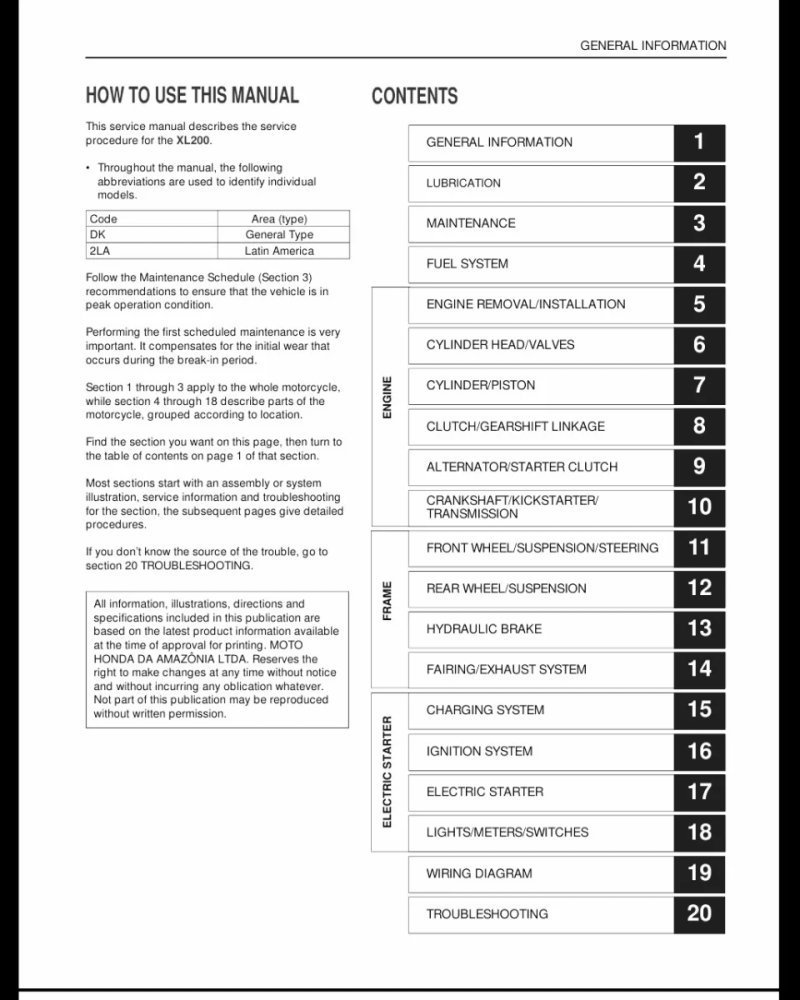 Manual de Taller Honda XL200 2001 - Imagen 2