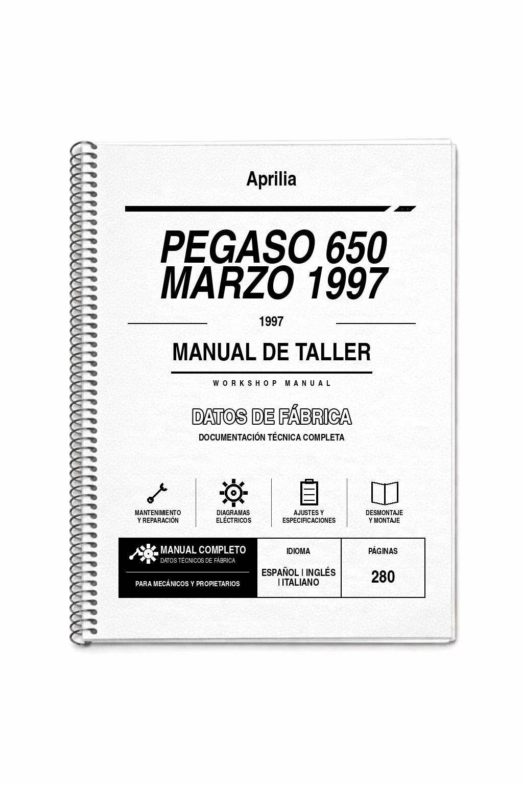 Portada de Manual de Taller Aprilia Pegaso 650 Marzo 1997