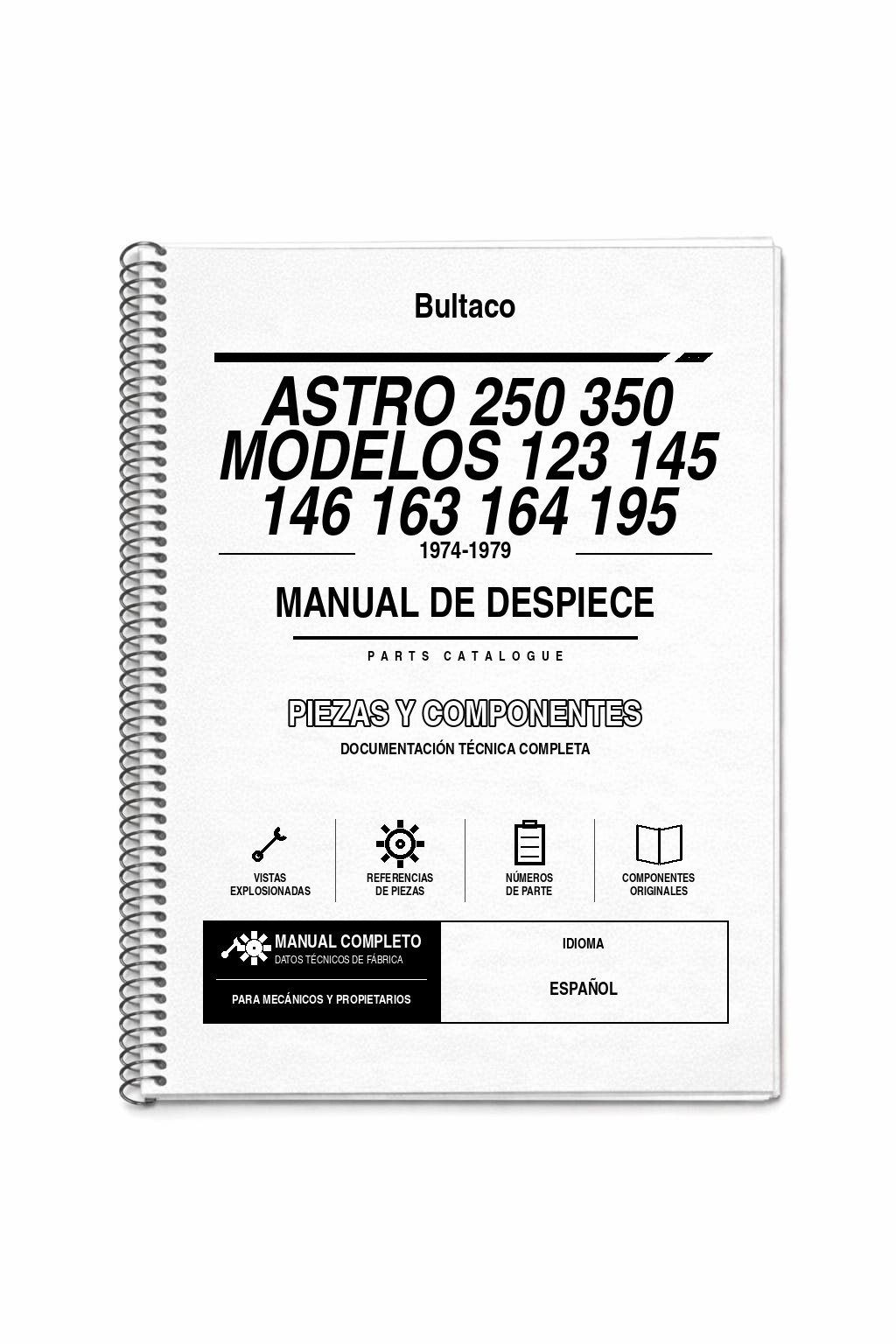 Portada de Despiece Bultaco Astro 250 350 Modelos 123 145 146 163 164 195 (1974-1979)