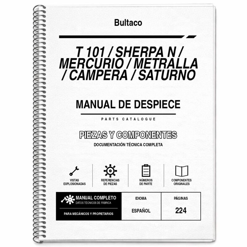 Portada de Despiece Bultaco T 101 / Sherpa N / Mercurio / Metralla / Campera / Saturno