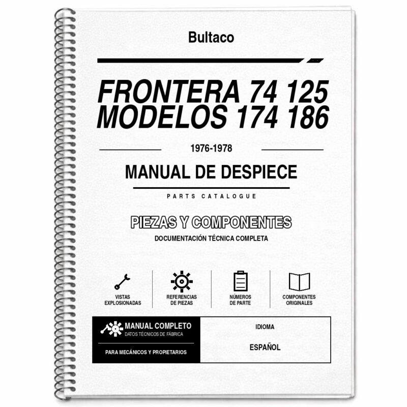 Portada de Despiece Bultaco Frontera 74 125 Modelos 174 186 (1976-1978)