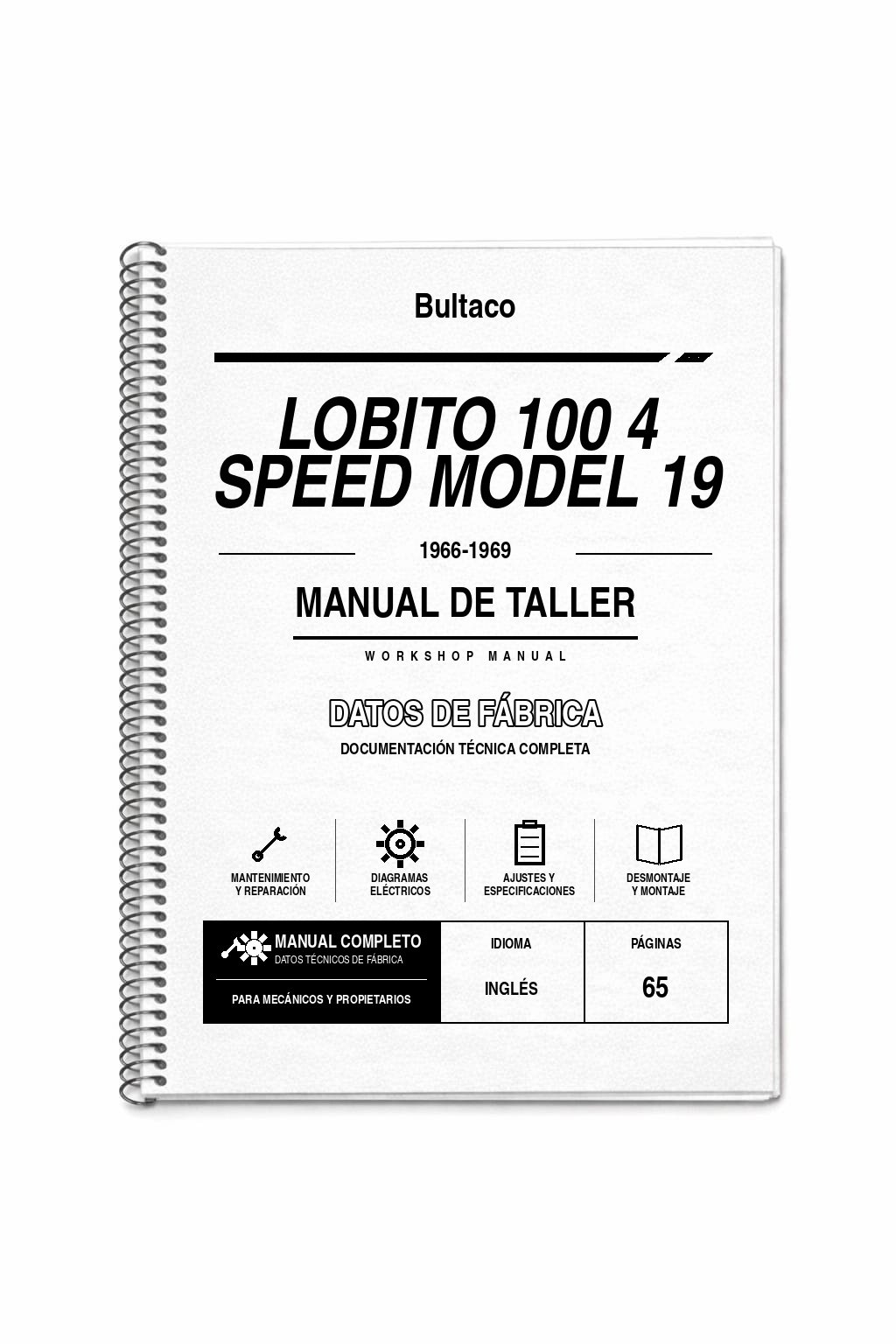 Portada de Manual de Taller Bultaco Lobito 100 4 Speed Model 19 (1966-1969)