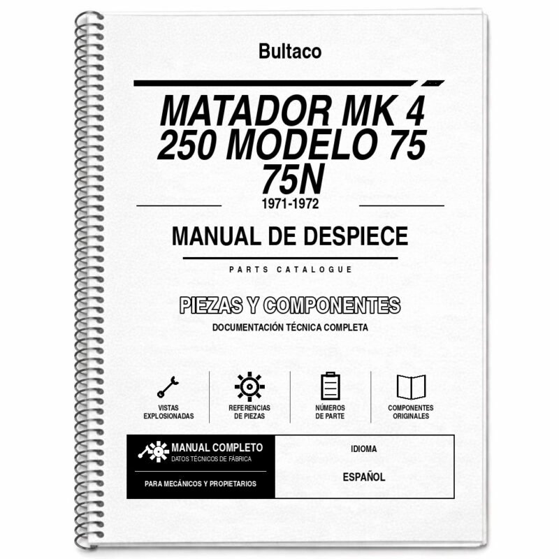 Portada de Despiece Bultaco Matador MK 4 250 Modelo 75 75N (1971-1972)