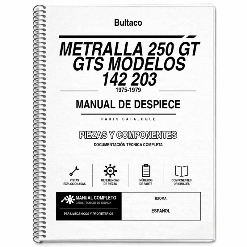 Portada de Despiece Bultaco Metralla 250 GT GTS Modelos 142 203 (1975-1979)