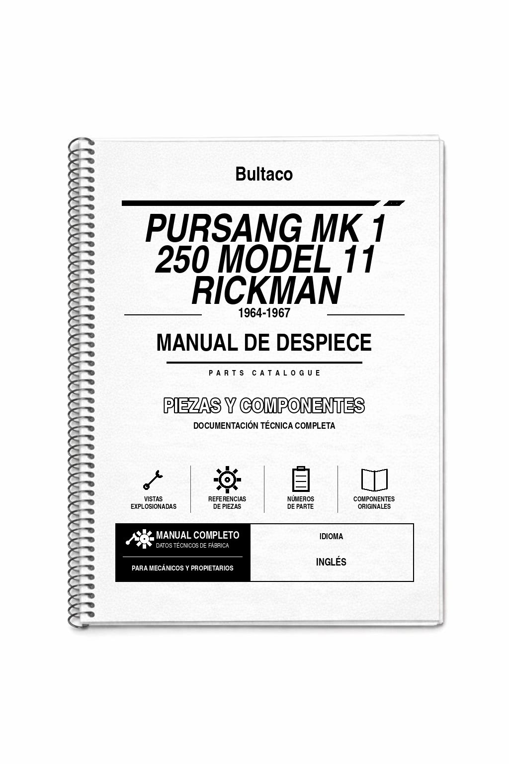 Portada de Despiece Bultaco Pursang MK 1 250 Model 11 Rickman (1964-1967)