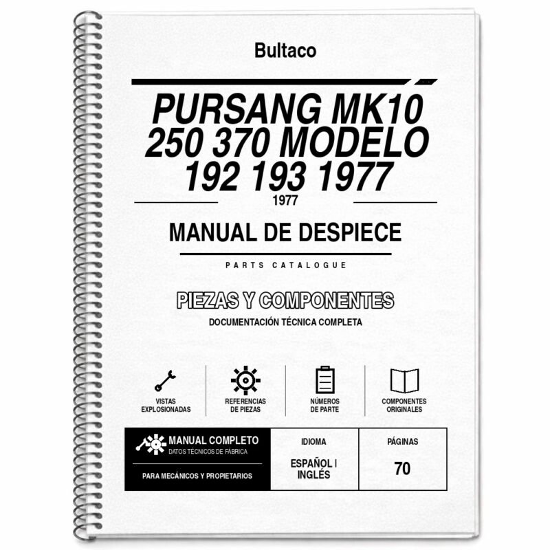 Portada de Despiece Bultaco Pursang MK10 250 370 Modelo 192 193 1977