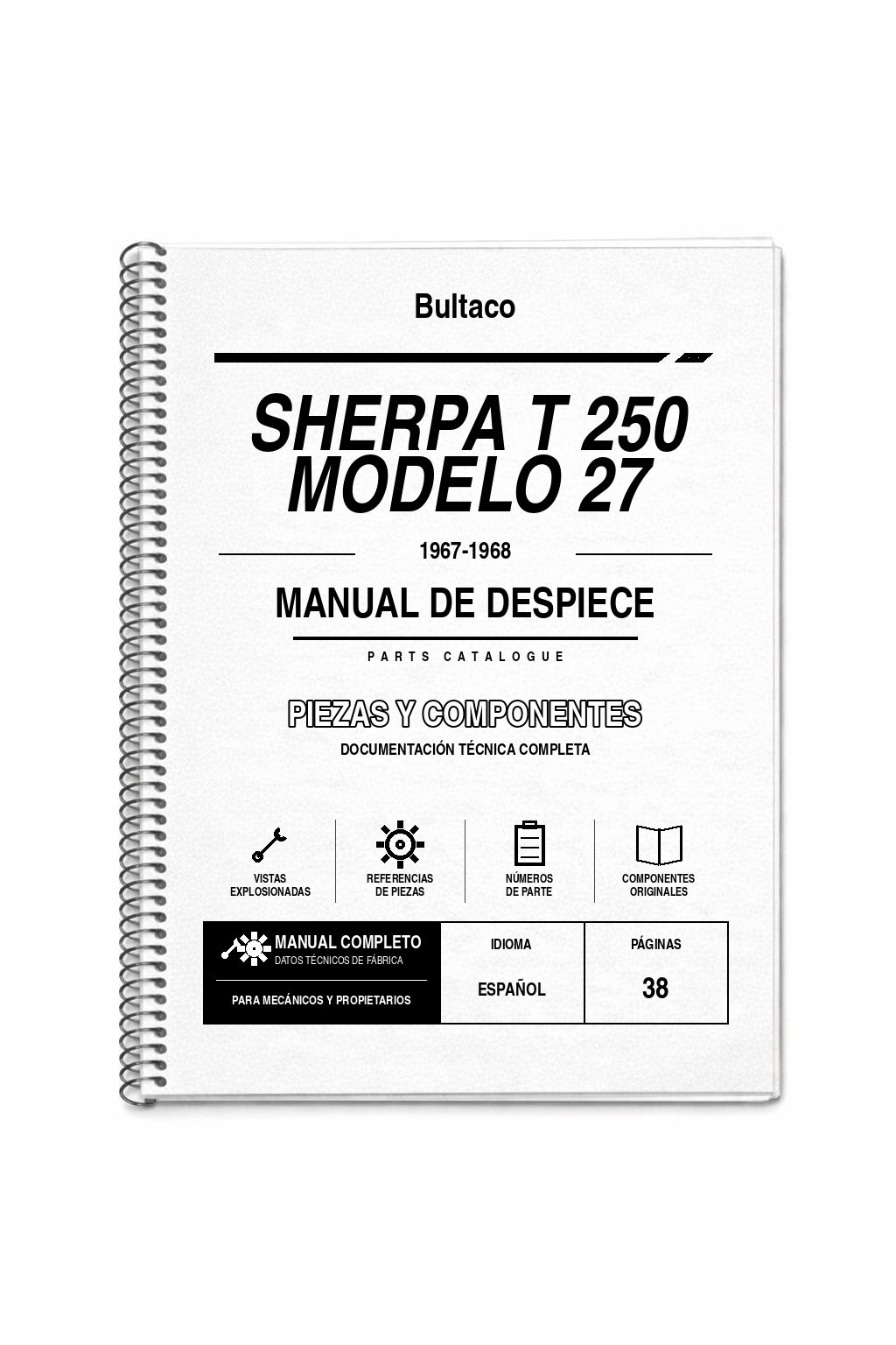 Portada de Despiece Bultaco Sherpa T 250 Modelo 27 (1967-1968)