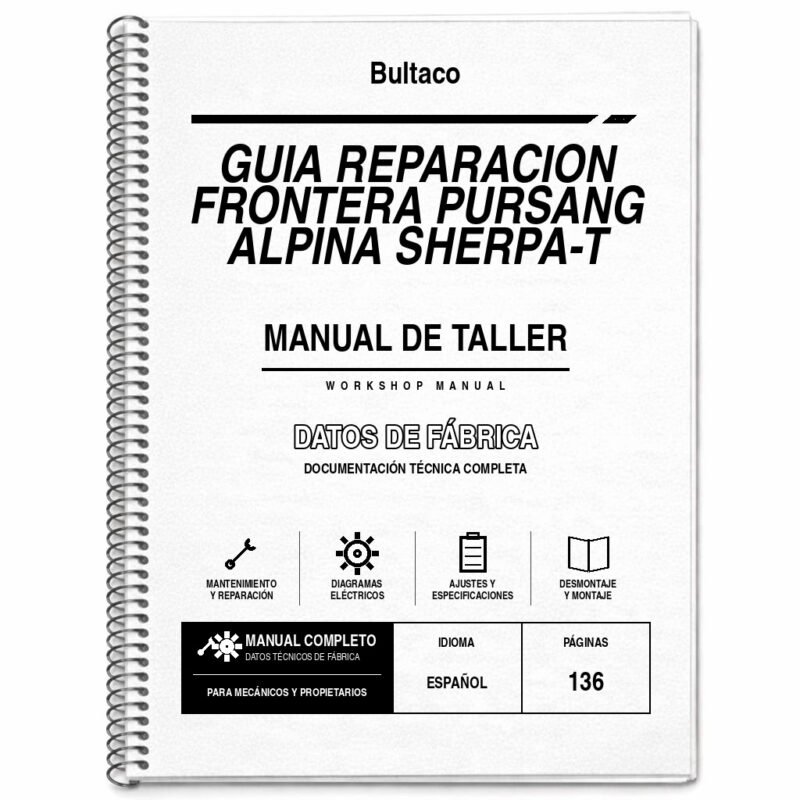 Portada de Manual de Taller Bultaco GUIA Reparacion Frontera Pursang Alpina Sherpa-T