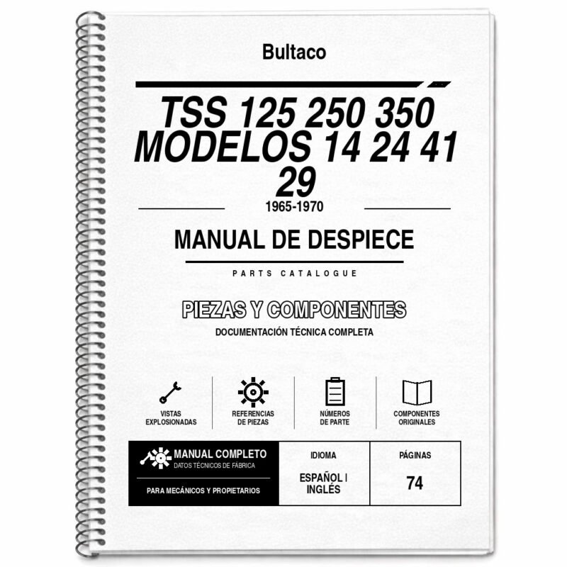 Portada de Despiece Bultaco TSS 125 250 350 Modelos 14 24 41 29 (1965-1970)