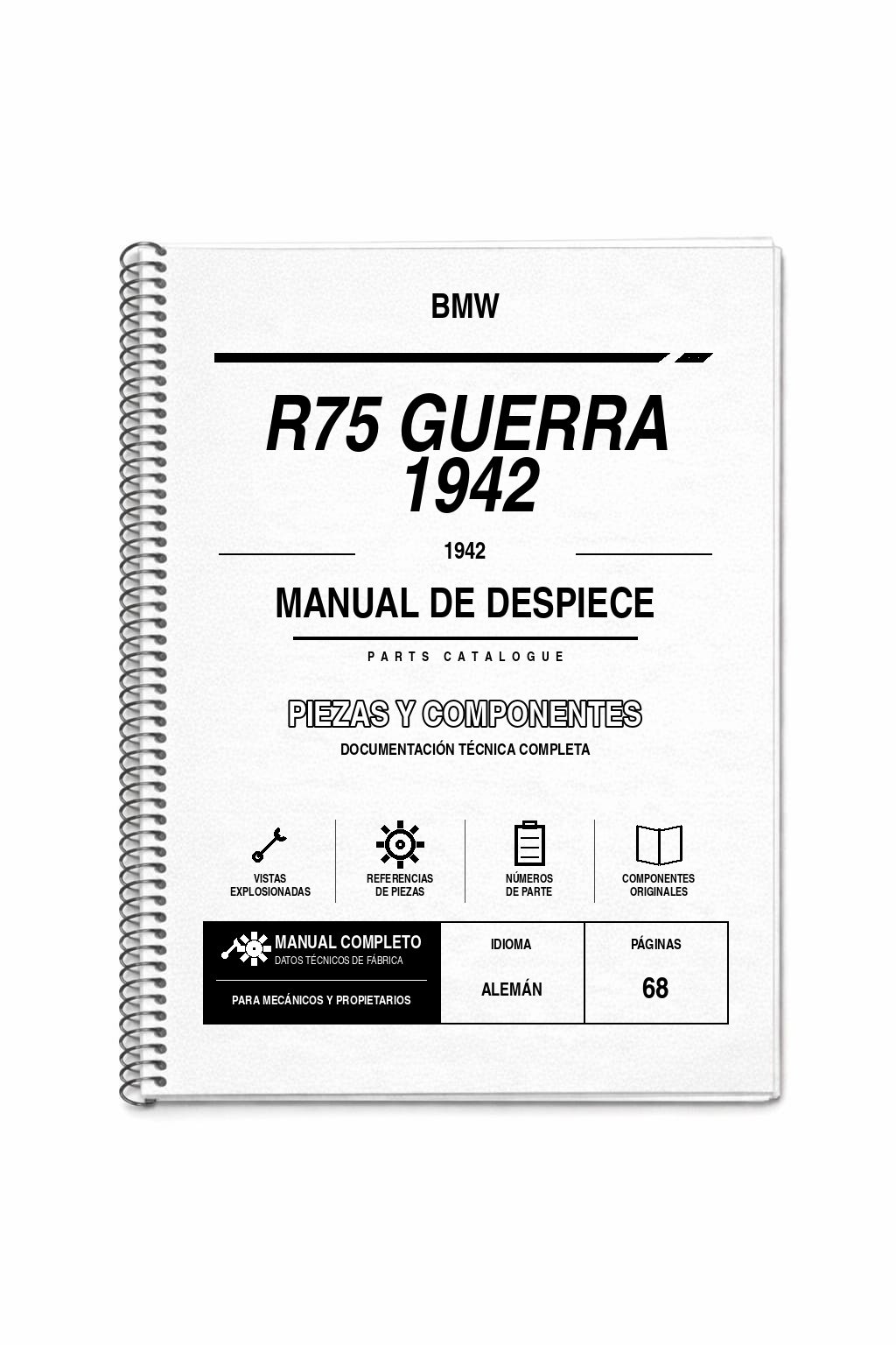 Portada de Despiece BMW R75 Guerra 1942