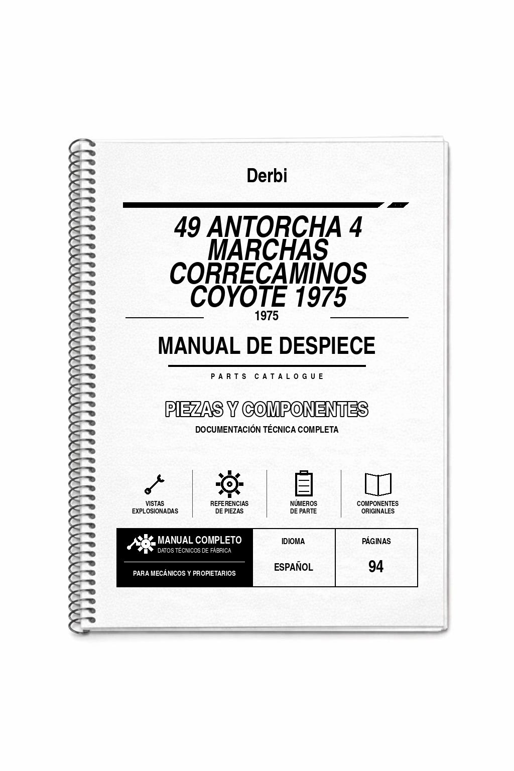 Portada de Despiece Derbi 49 Antorcha 4 Marchas Correcaminos Coyote 1975