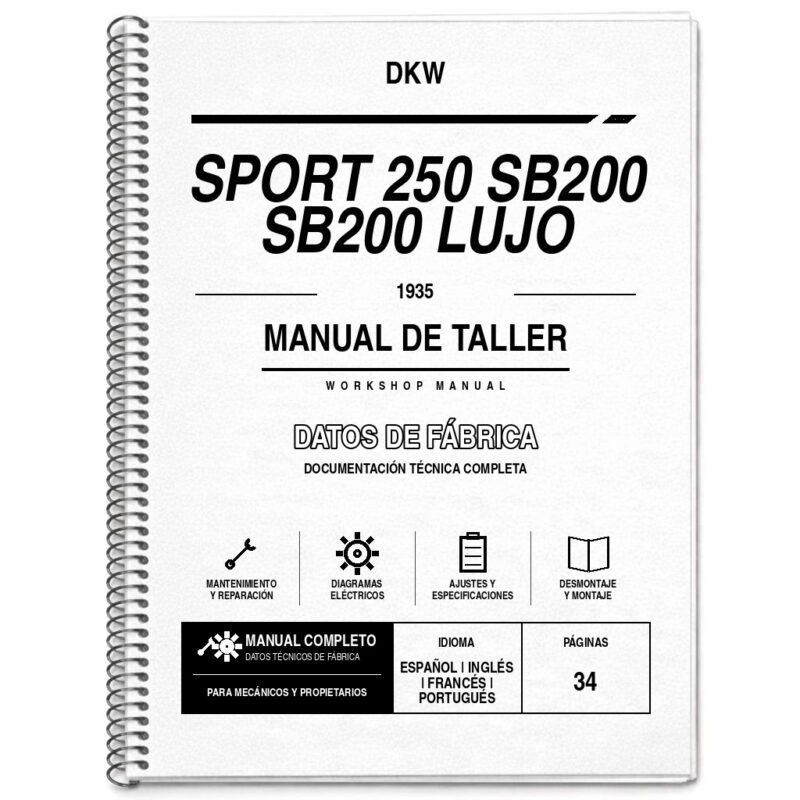 Portada de Manual de Taller DKW Sport 250 SB200 SB200 Lujo (1935)