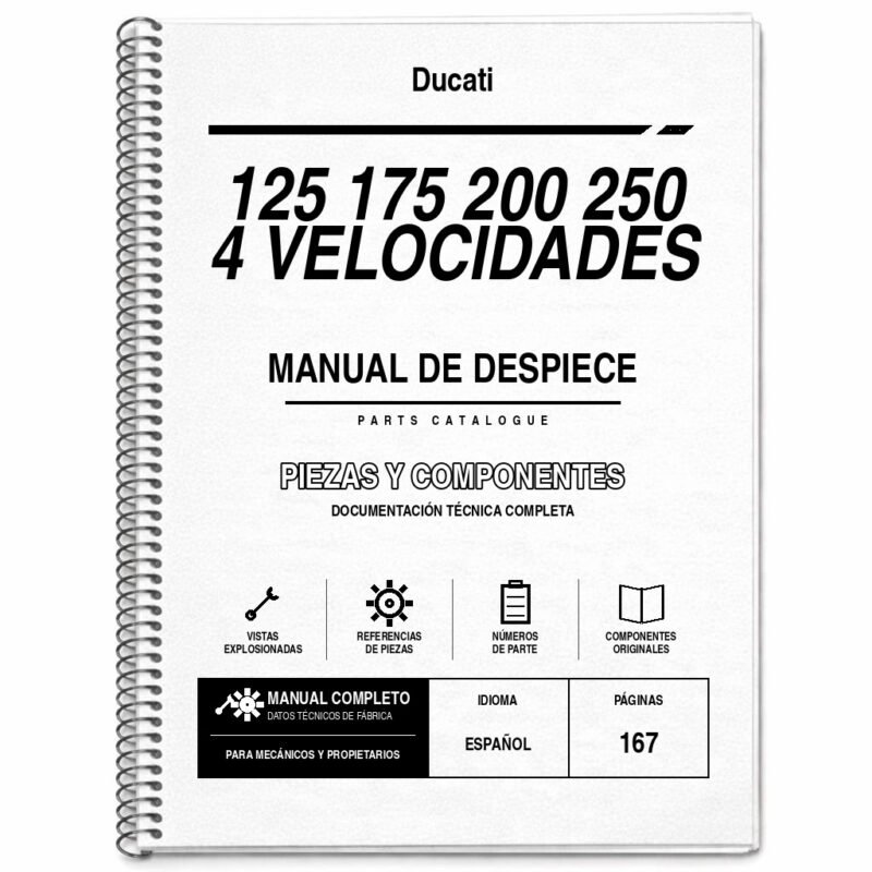 Portada de Despiece Ducati 125 175 200 250 4 Velocidades