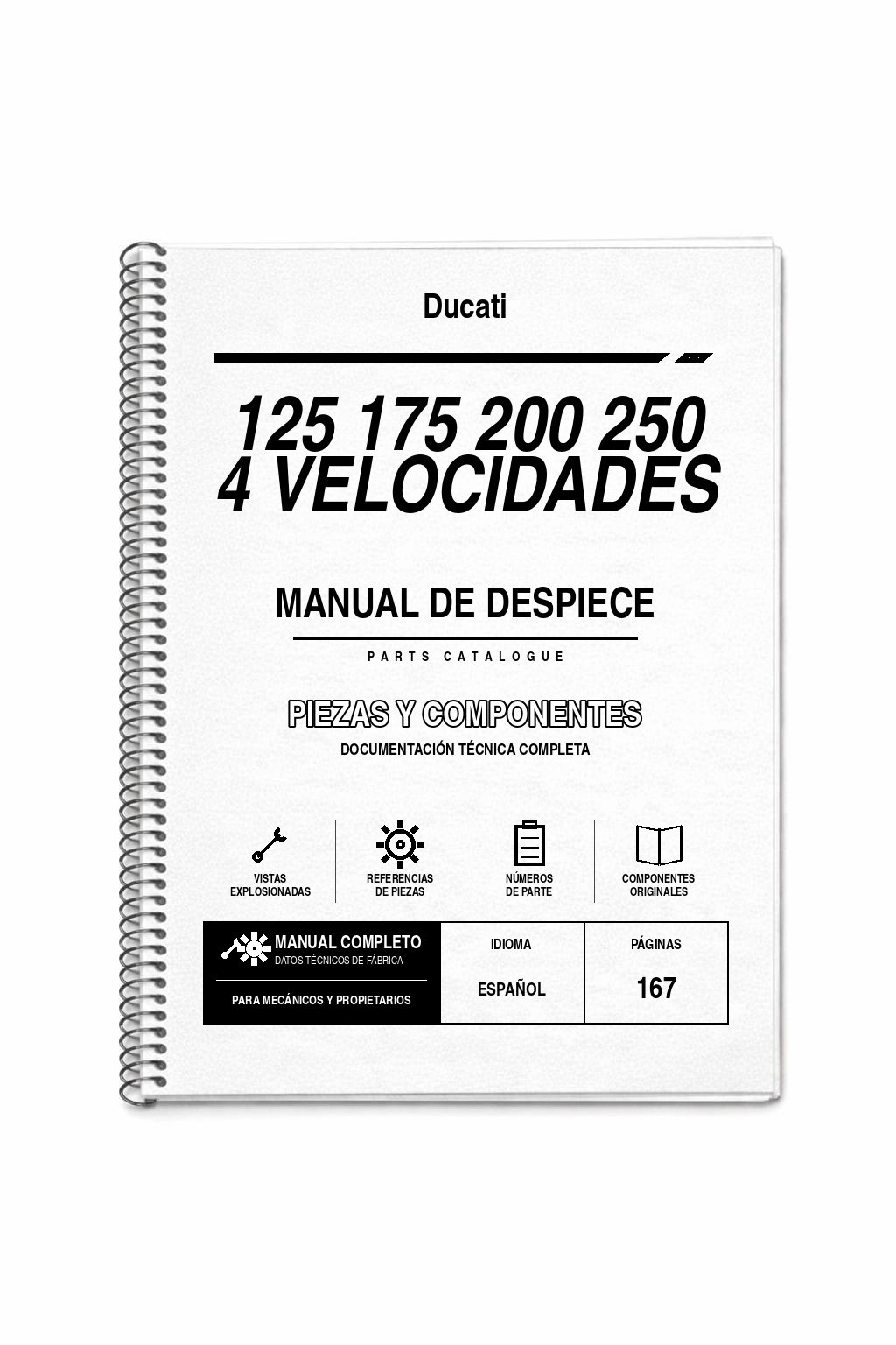 Portada de Despiece Ducati 125 175 200 250 4 Velocidades