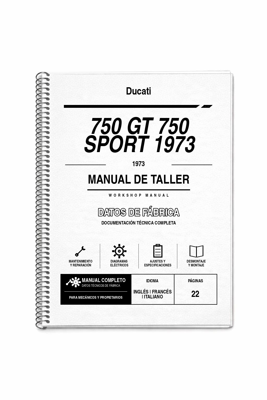 Portada de Manual de Taller Ducati 750 GT 750 Sport 1973