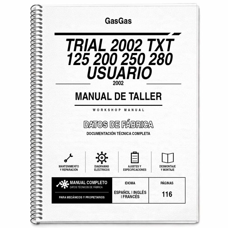 Portada de Manual de Taller GasGas Trial 2002 TXT 125 200 250 280 Usuario