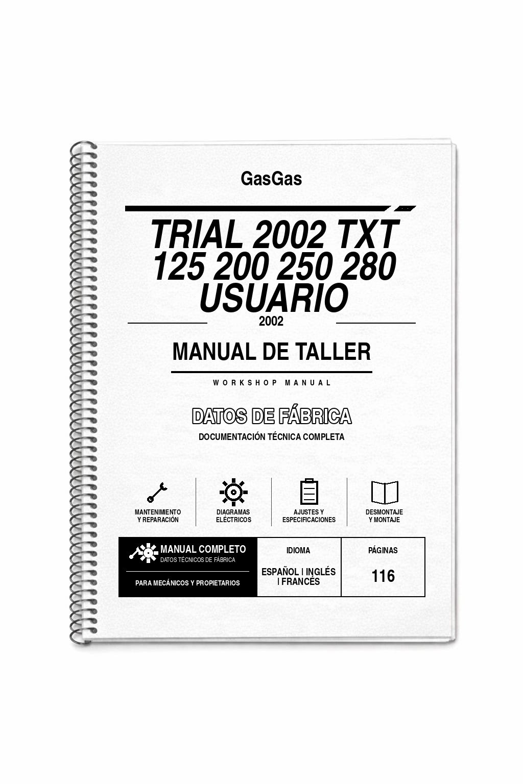 Portada de Manual de Taller GasGas Trial 2002 TXT 125 200 250 280 Usuario