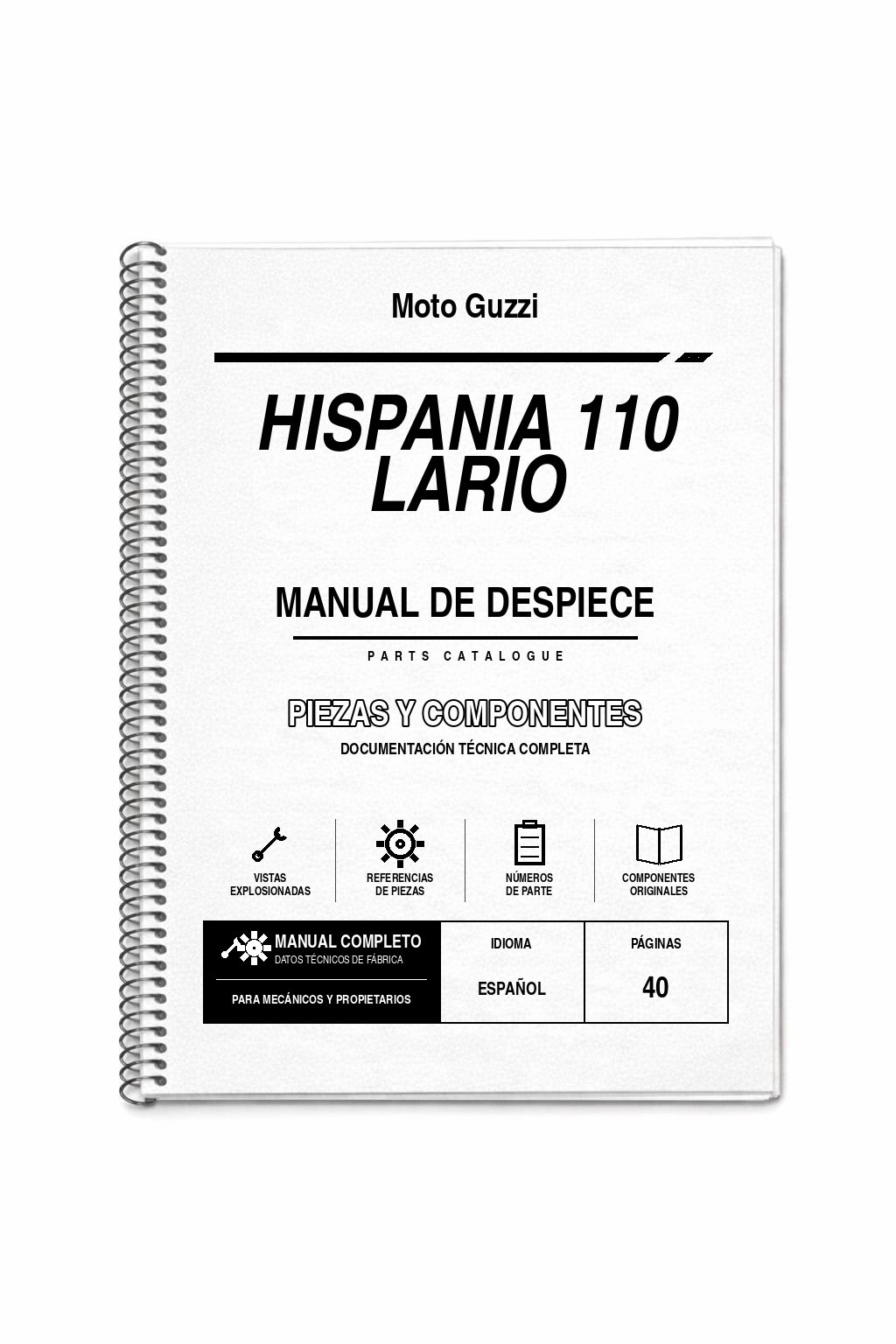 Portada de Despiece Moto Guzzi Hispania 110 Lario