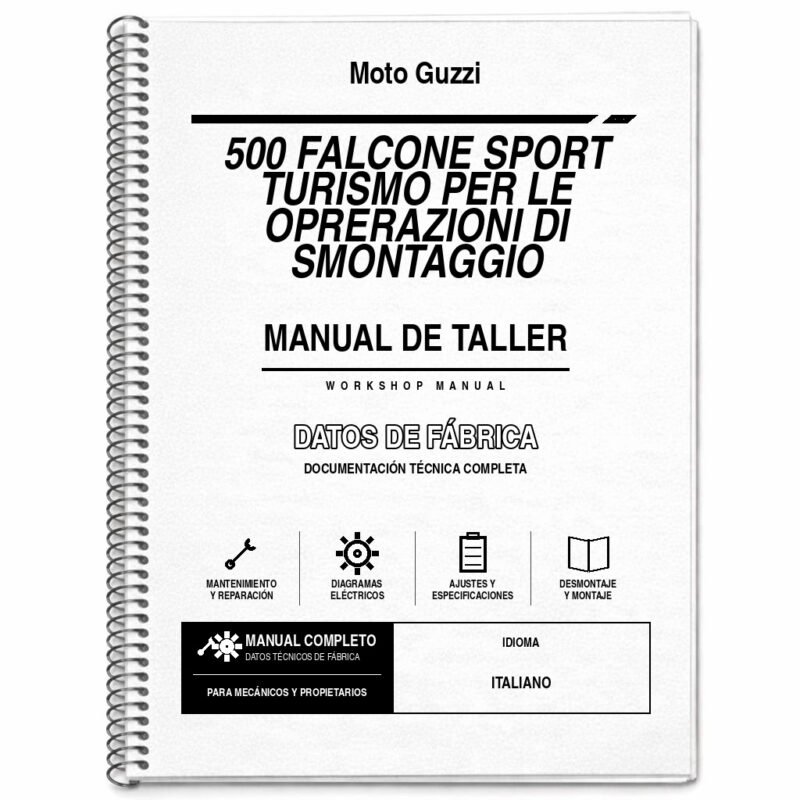 Portada de Manual de Taller Moto Guzzi 500 Falcone Sport Turismo PER le Oprerazioni DI Smontaggio