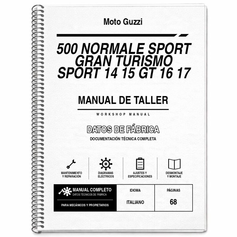 Portada de Manual de Taller Moto Guzzi 500 Normale Sport Gran Turismo Sport 14 15 GT 16 17