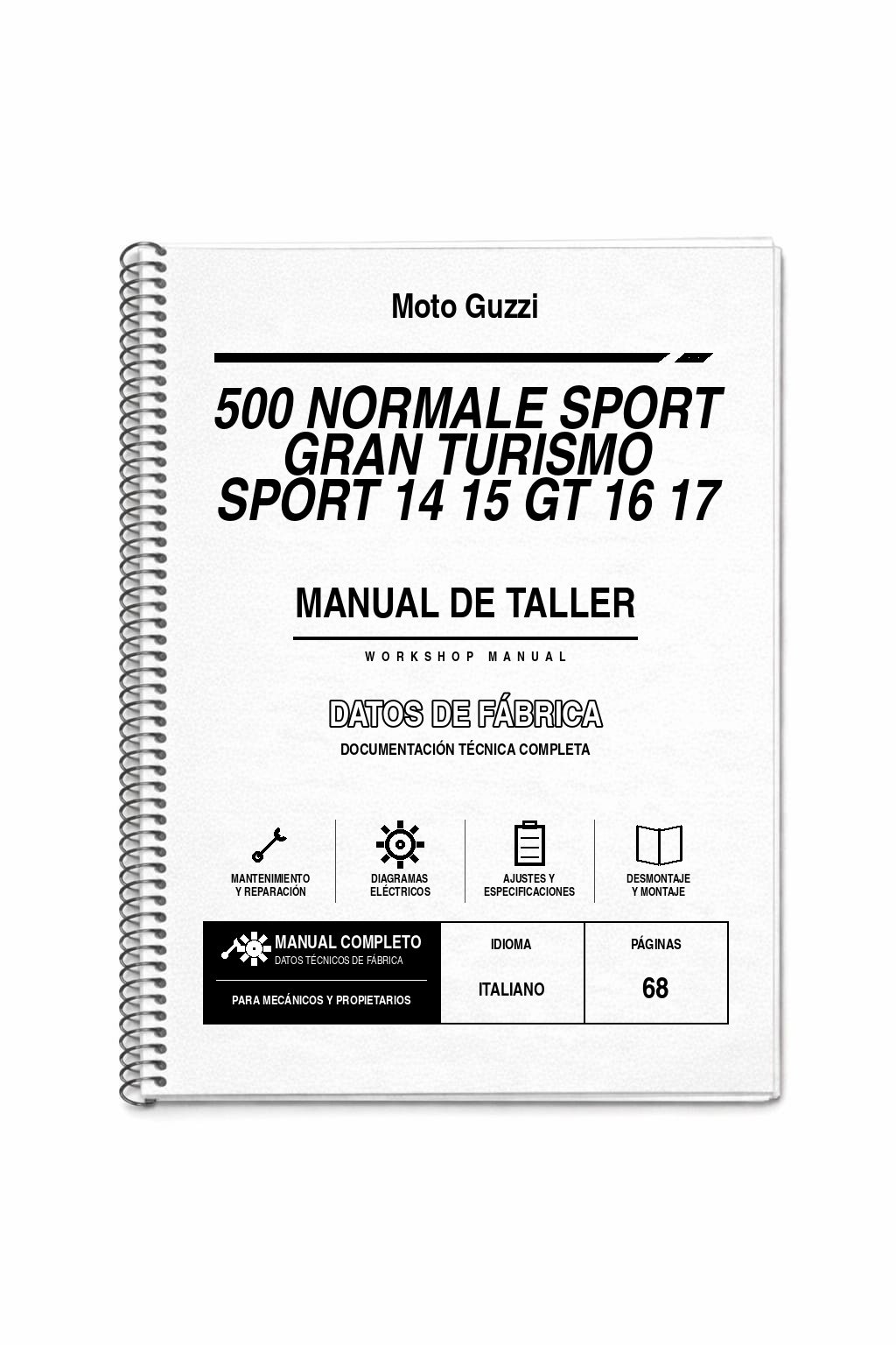 Portada de Manual de Taller Moto Guzzi 500 Normale Sport Gran Turismo Sport 14 15 GT 16 17
