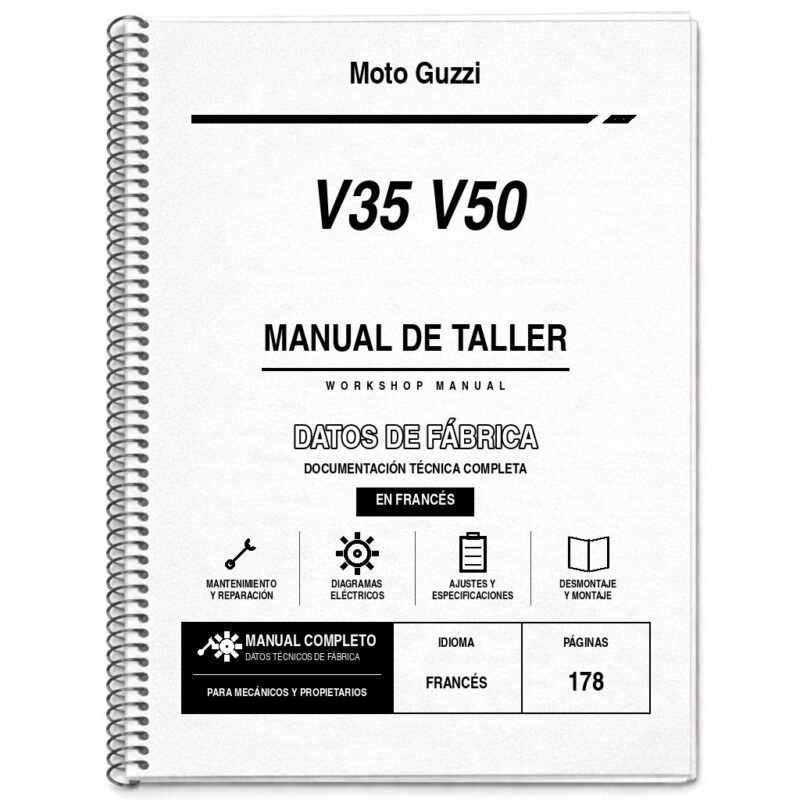 Portada de Manual de Taller Moto Guzzi V35 V50 (en francés)