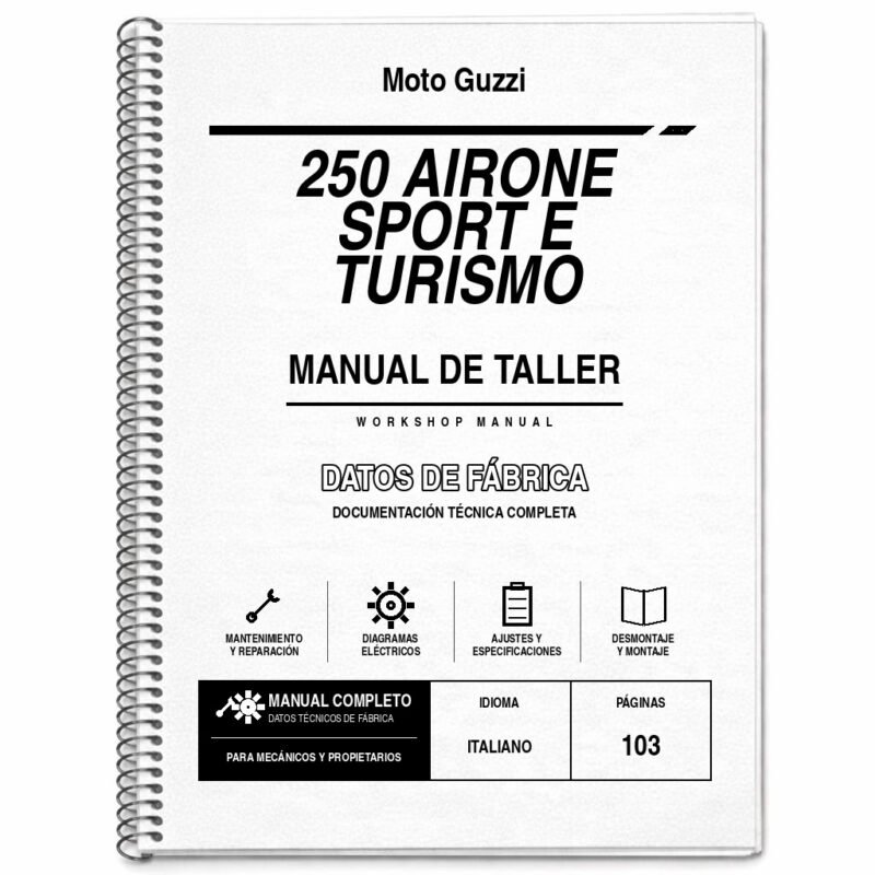 Portada de Manual de Taller Moto Guzzi 250 Airone Sport e Turismo