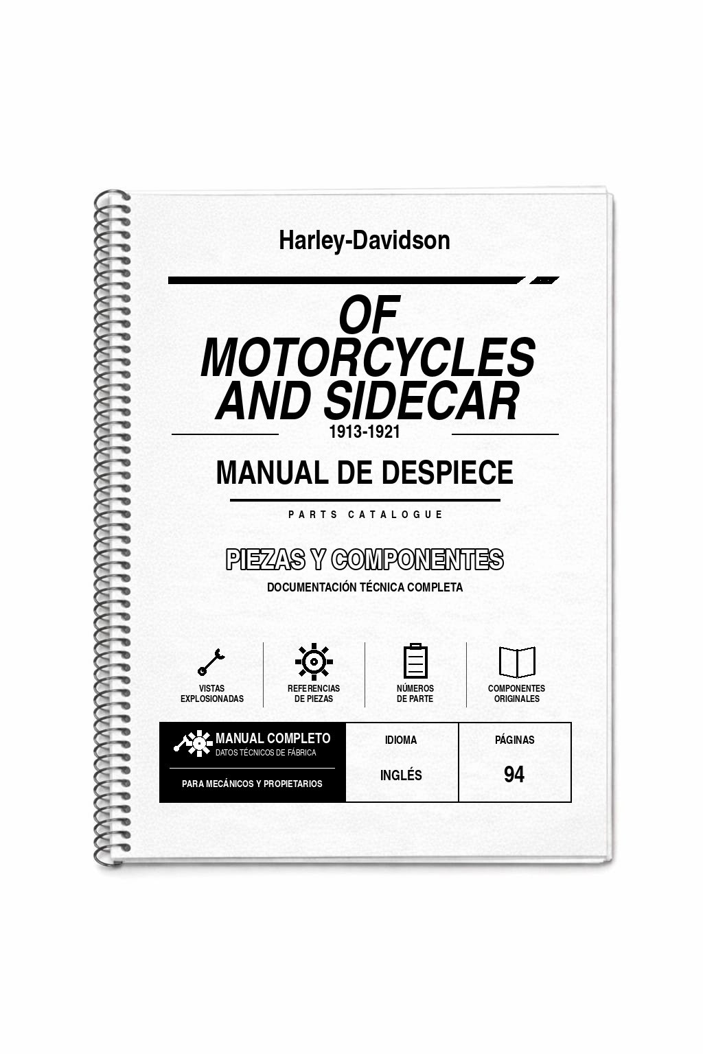 Portada de Despiece Harley-Davidson of Motorcycles and Sidecar (1913-1921)
