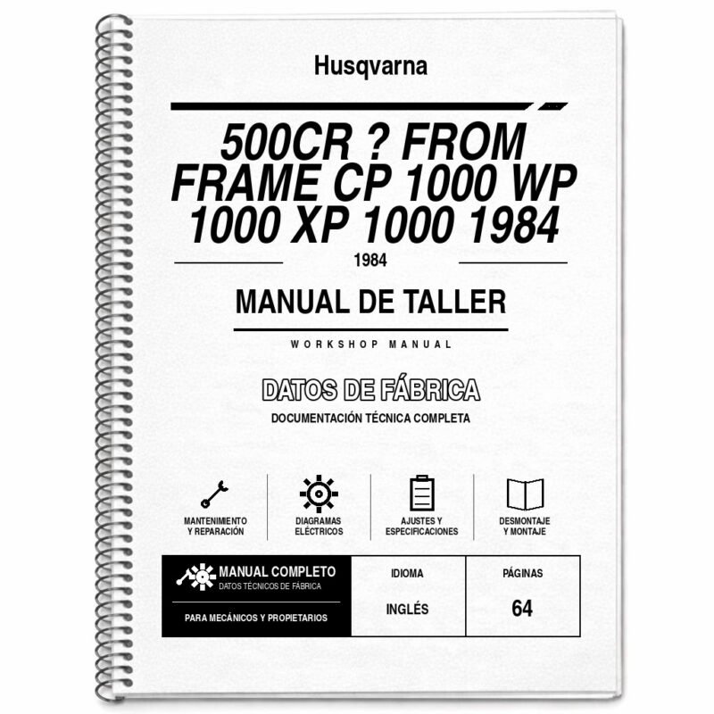 Portada de Manual de Taller Husqvarna 500CR ? FROM Frame CP 1000 WP 1000 XP 1000 1984