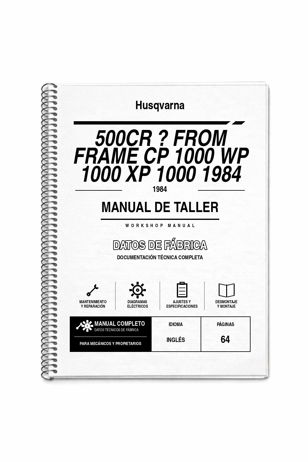 Portada de Manual de Taller Husqvarna 500CR ? FROM Frame CP 1000 WP 1000 XP 1000 1984