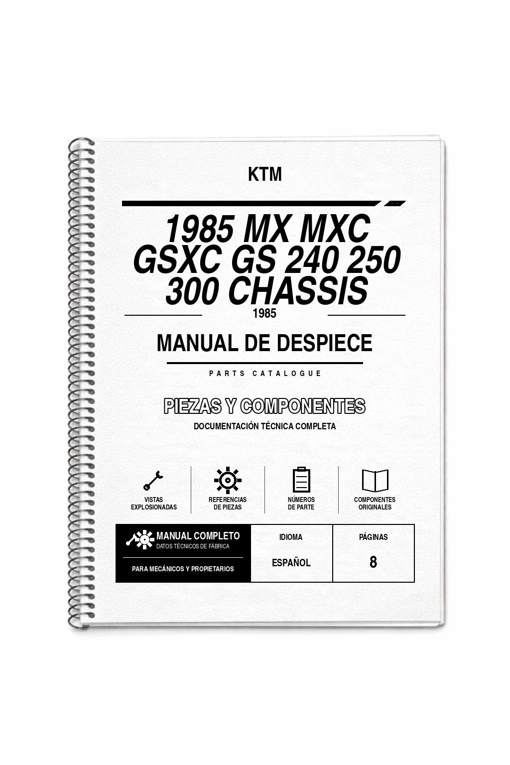 Portada de Despiece KTM 1985 MX MXC GSXC GS 240 250 300 Chassis
