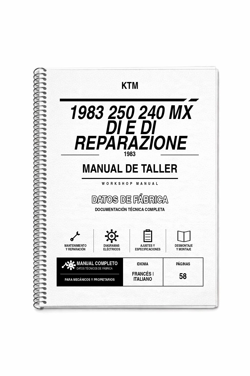 Portada de Manual de Taller KTM 1983 250 240 MX DI e DI Reparazione