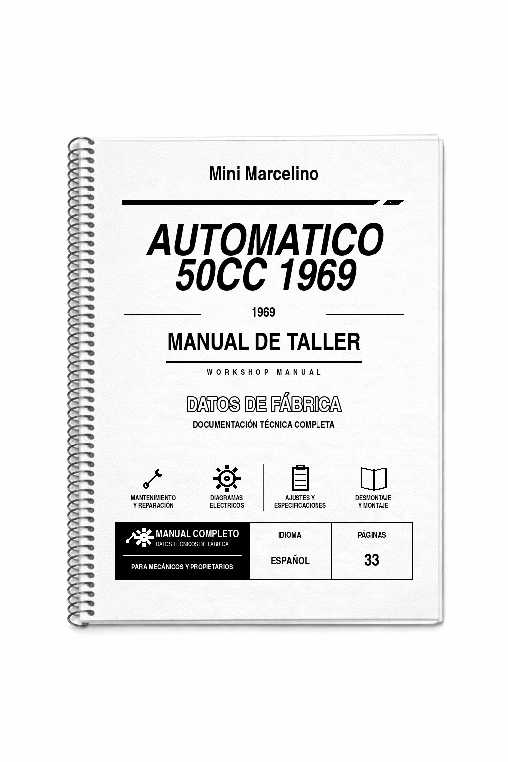 Portada de Manual de Taller Mini Marcelino Automatico 50CC 1969