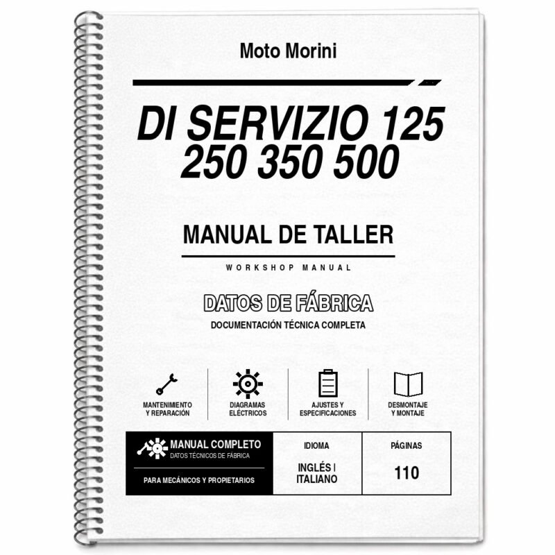 Portada de Manual de Taller Moto Morini DI Servizio 125 250 350 500