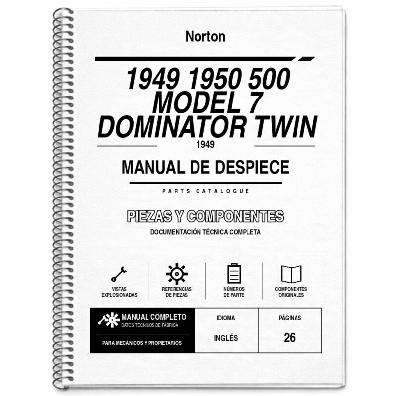 Portada de Despiece Norton 1949 1950 500 Model 7 Dominator TWIN