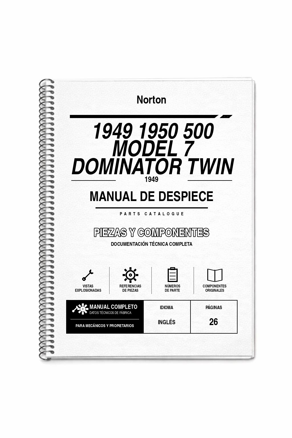 Portada de Despiece Norton 1949 1950 500 Model 7 Dominator TWIN