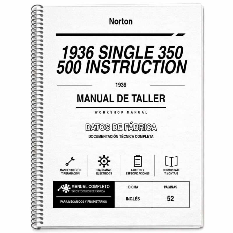 Portada de Manual de Taller Norton 1936 Single 350 500 Instruction