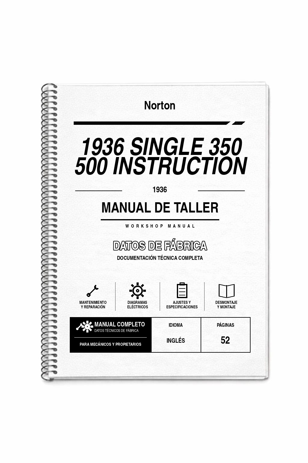Portada de Manual de Taller Norton 1936 Single 350 500 Instruction