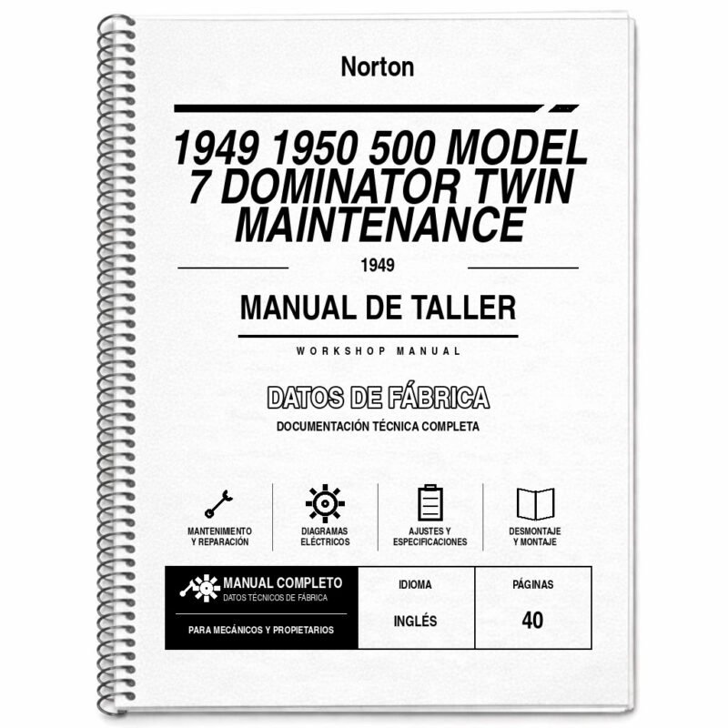 Portada de Manual de Taller Norton 1949 1950 500 Model 7 Dominator TWIN Maintenance
