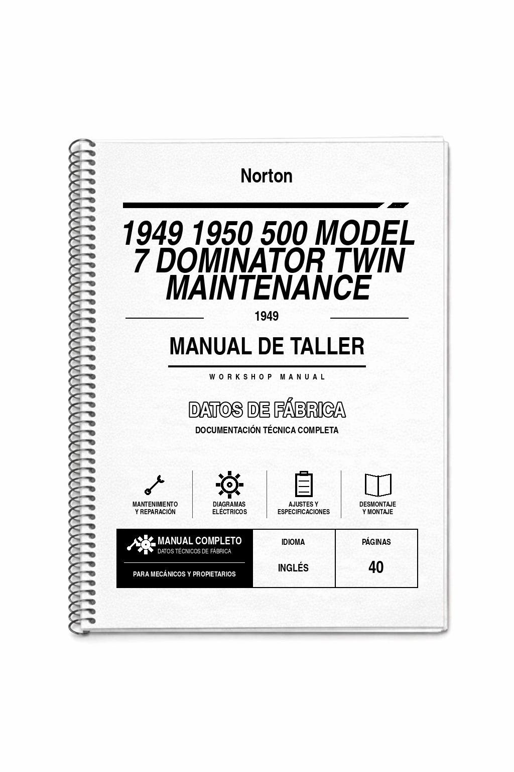Portada de Manual de Taller Norton 1949 1950 500 Model 7 Dominator TWIN Maintenance