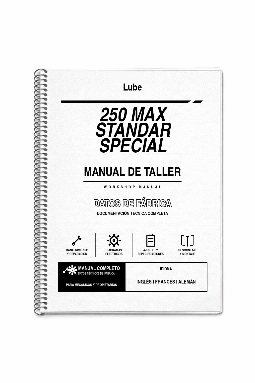Portada de Manual de Taller Lube 250 MAX Standar Special