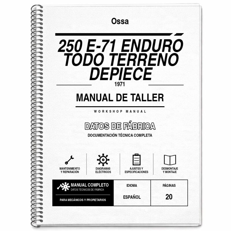 Portada de Manual de Taller Ossa 250 e-71 Enduro TODO Terreno Depiece (1971)