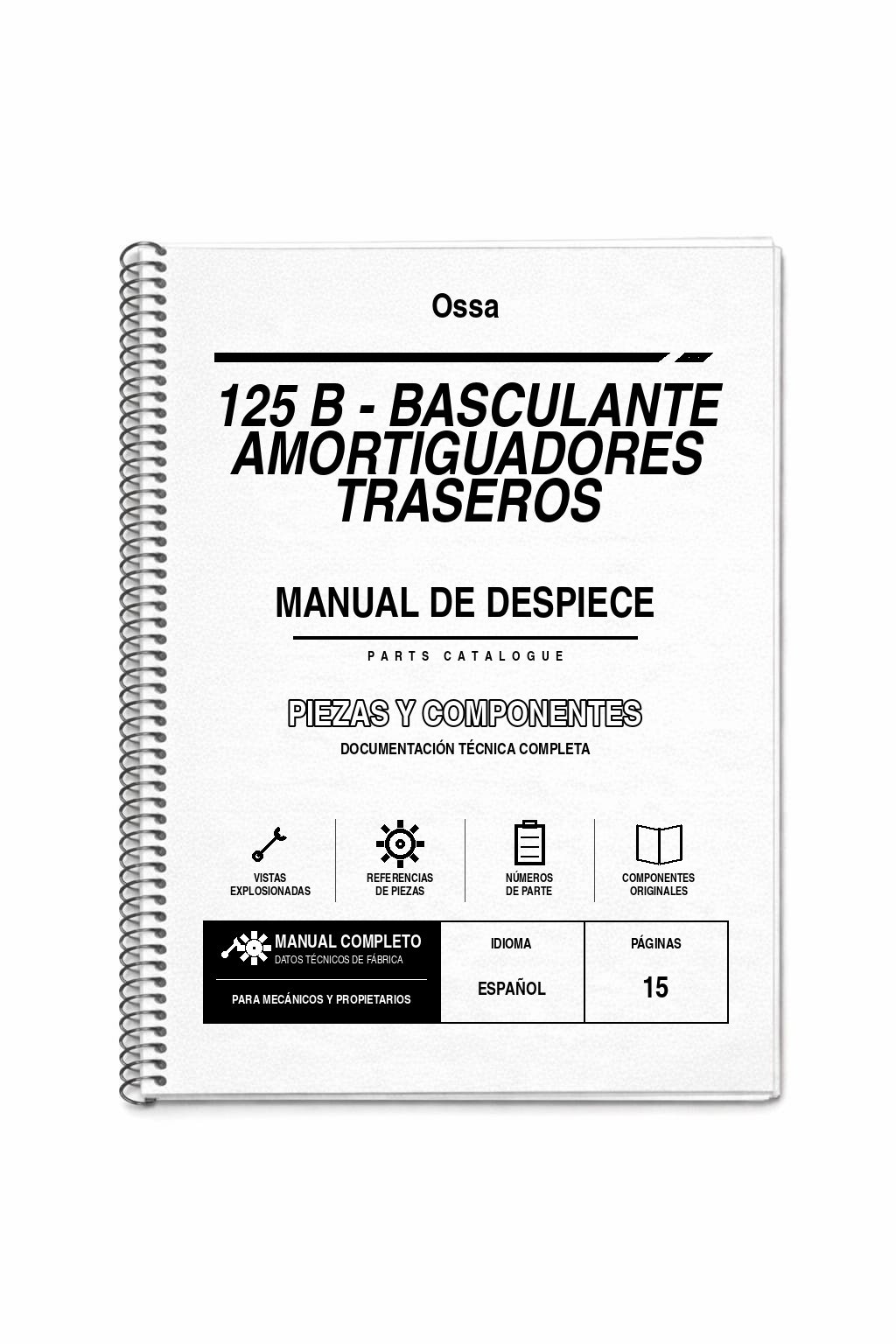 Portada de Despiece Ossa 125 B – Basculante Amortiguadores Traseros