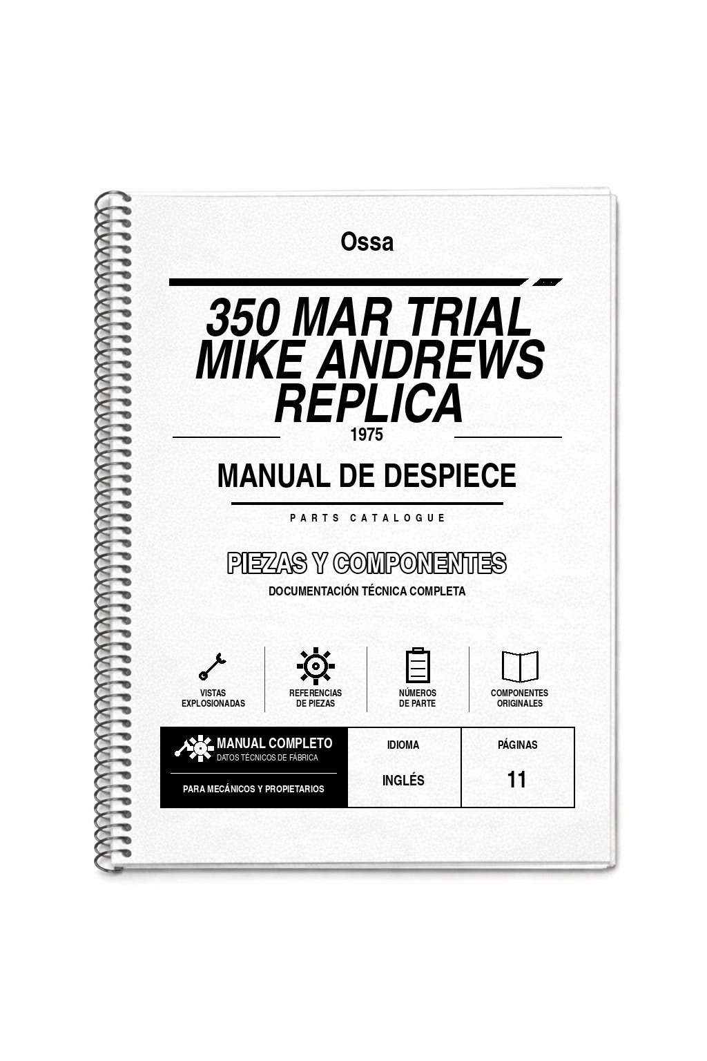 Portada de Despiece Ossa 350 MAR Trial MIKE Andrews Replica (1975)