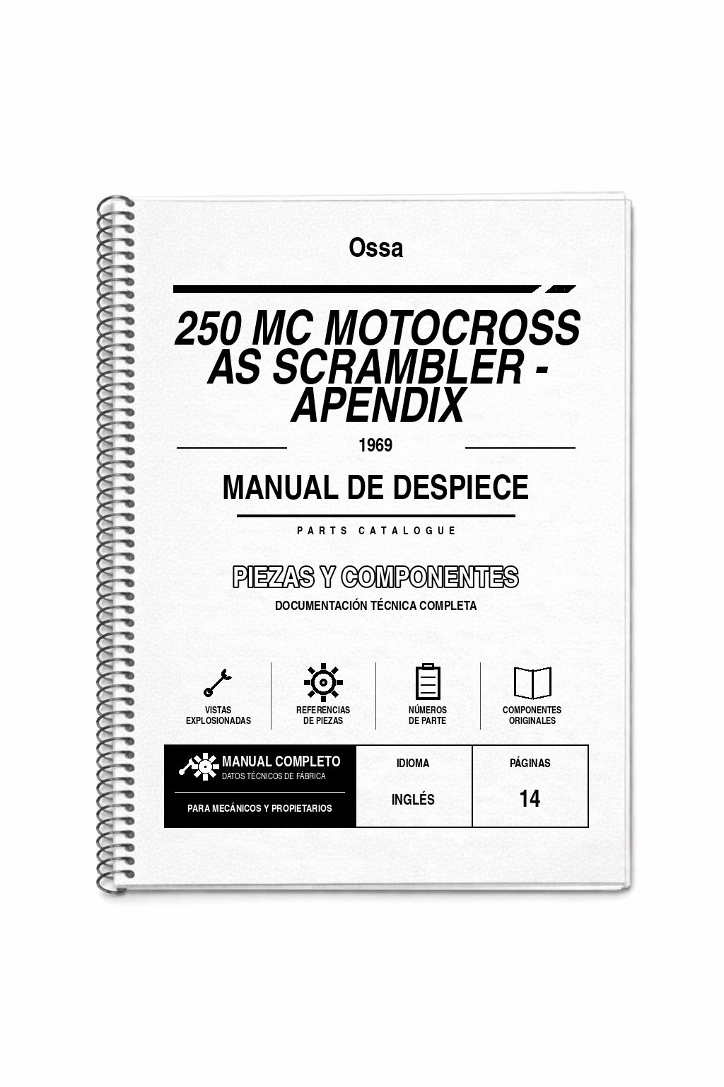Portada de Despiece Ossa 250 MC Motocross AS Scrambler – Apendix (1969)