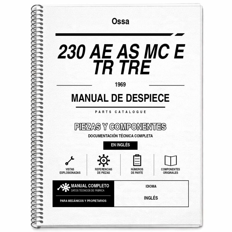 Portada de Despiece Ossa 230 AE AS MC e TR TRE (1969) (en inglés)