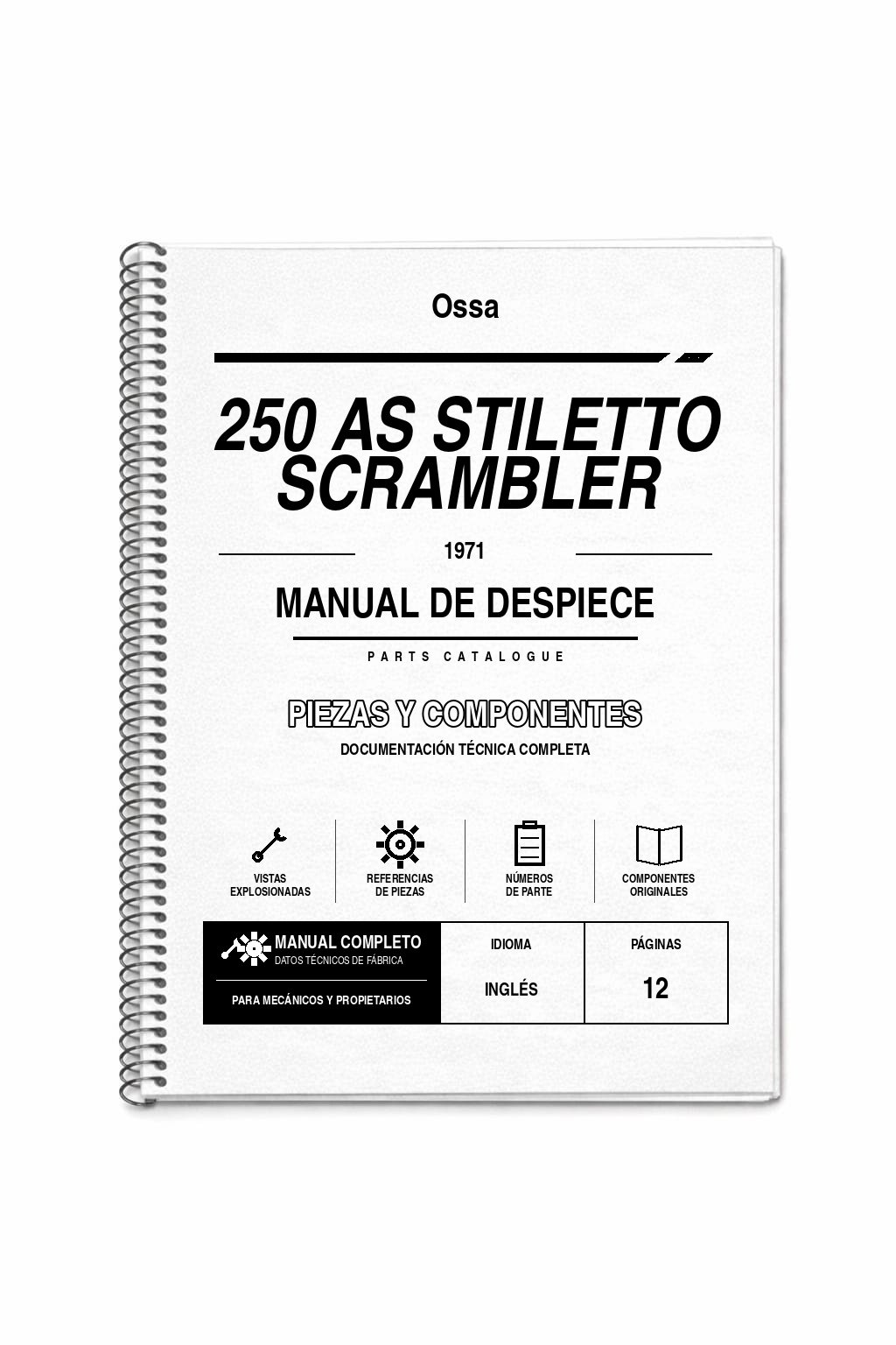 Portada de Despiece Ossa 250 AS Stiletto Scrambler (1971)