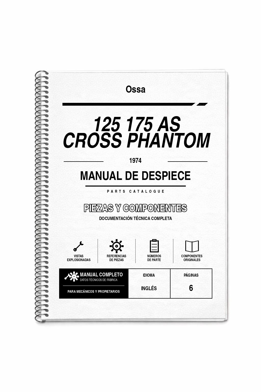 Portada de Despiece Ossa 125 175 AS Cross Phantom (1974)
