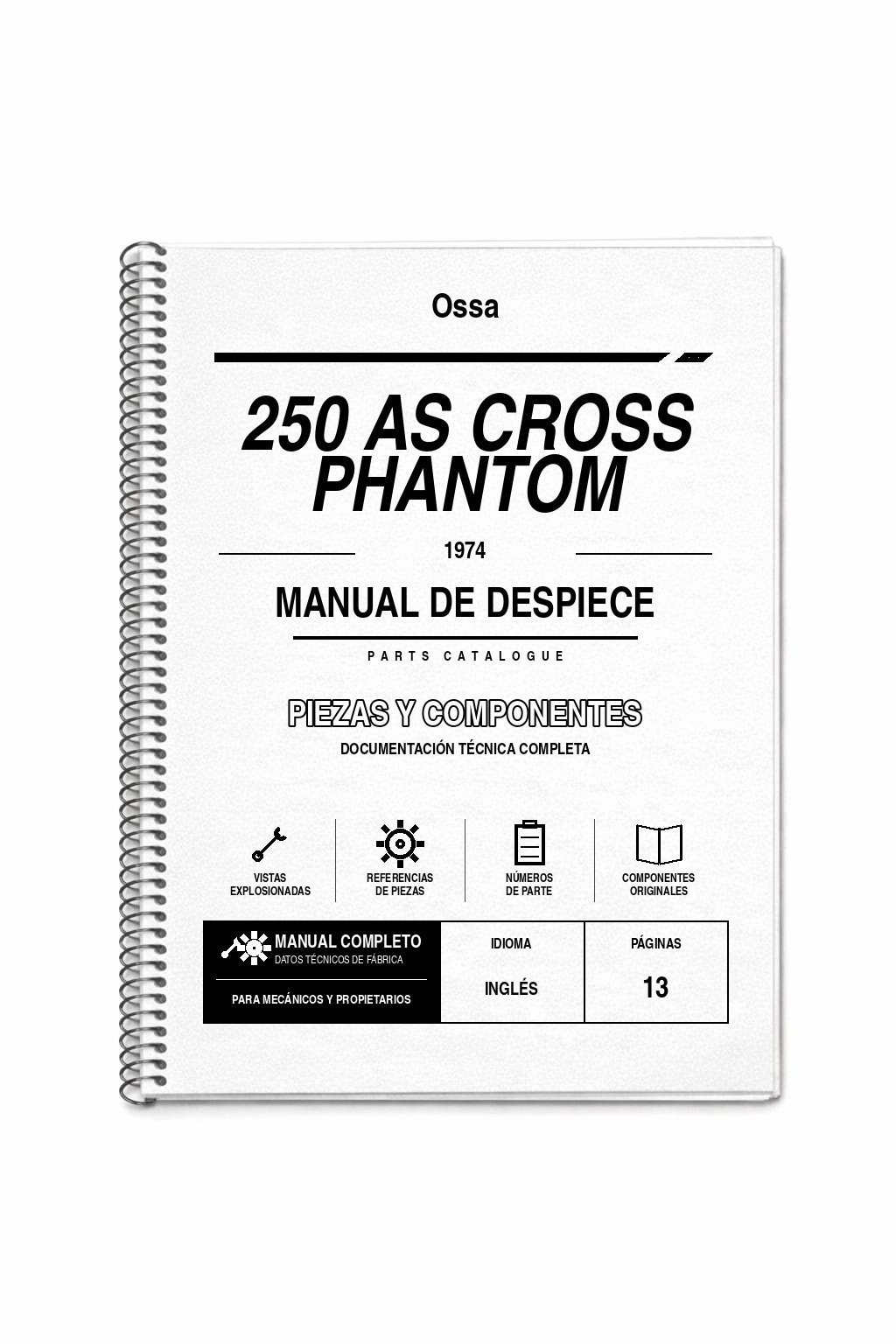 Portada de Despiece Ossa 250 AS Cross Phantom (1974)